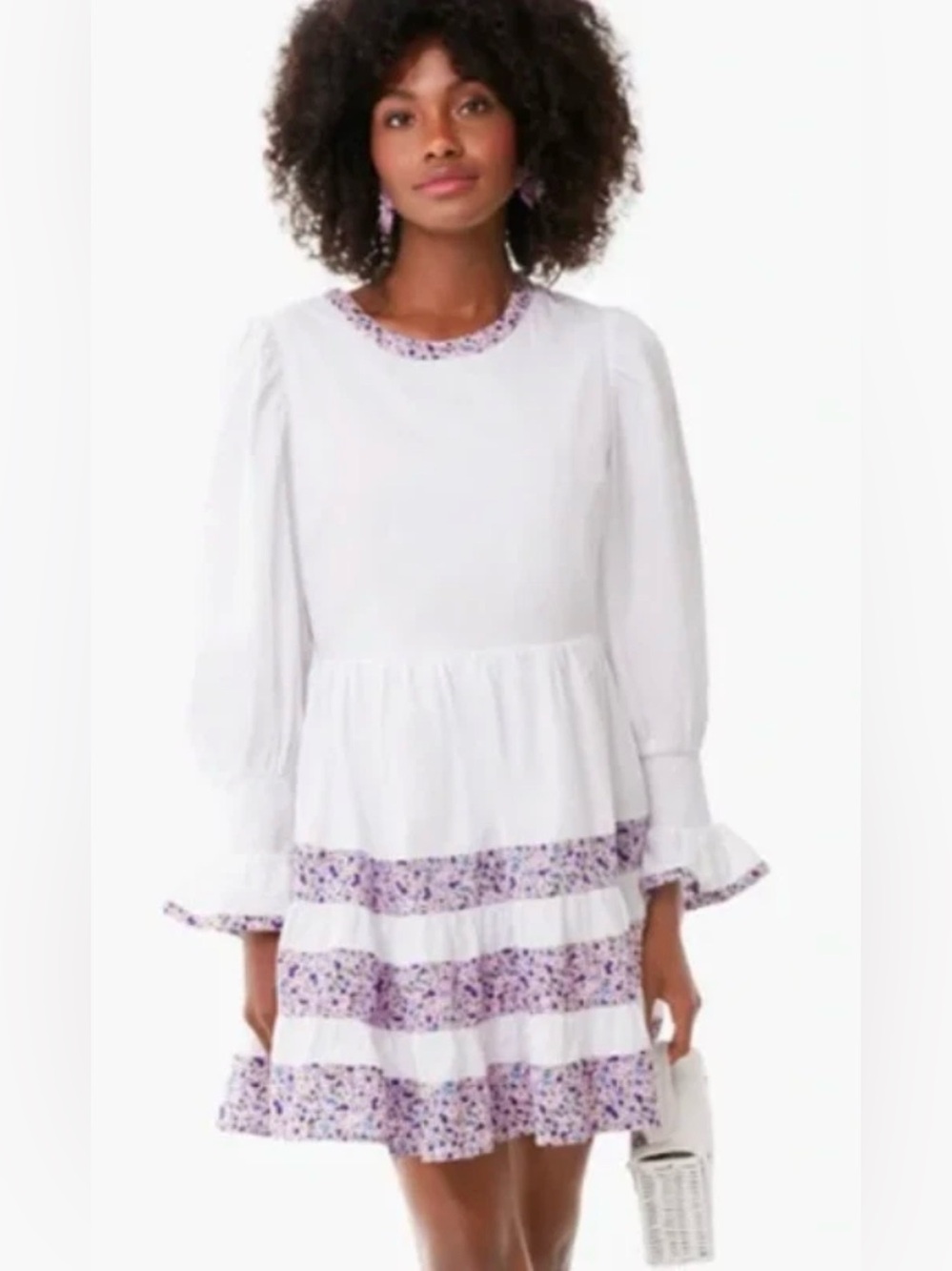 Pomander Place by Tuckernuck Purple Floral Tiered Fran Mini Dress Size XL